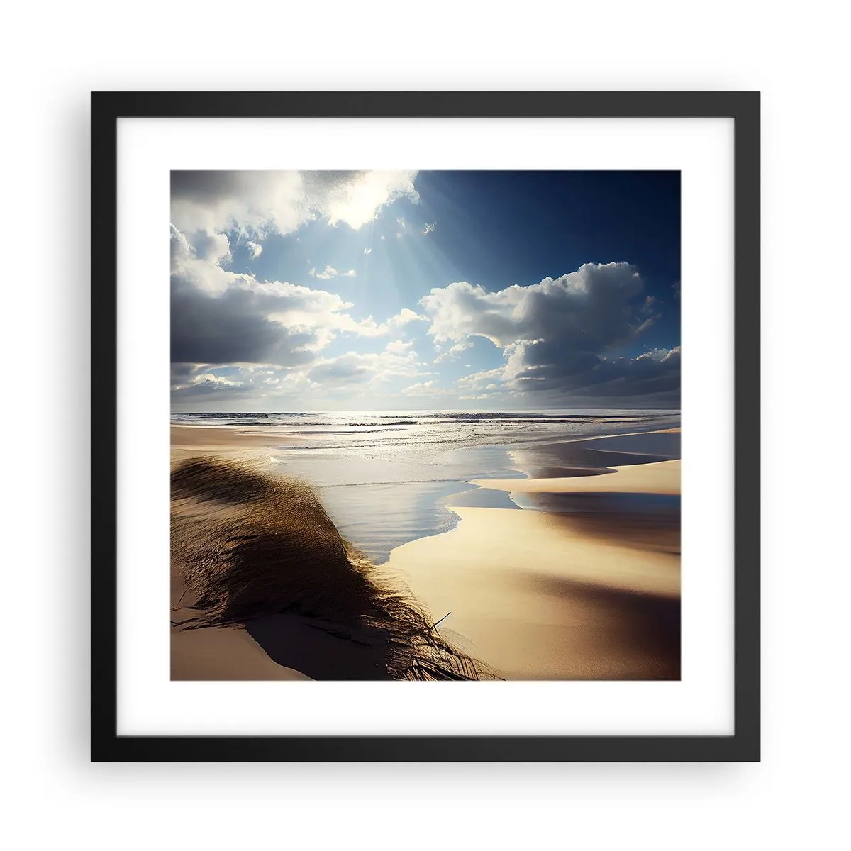 Affisch i svart ram - Strand, vild strand - 40x40 cm