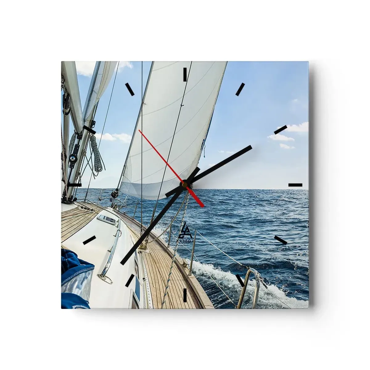 Väggklocka - Klocka på glas - Heja äventyret - 40x40 cm