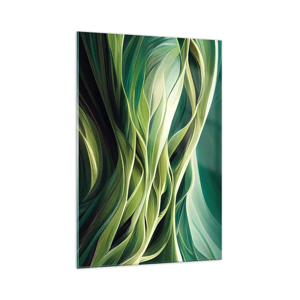 Glastavla - Bild på glas - Ett abstrakt spel med grönt - 70x100 cm
