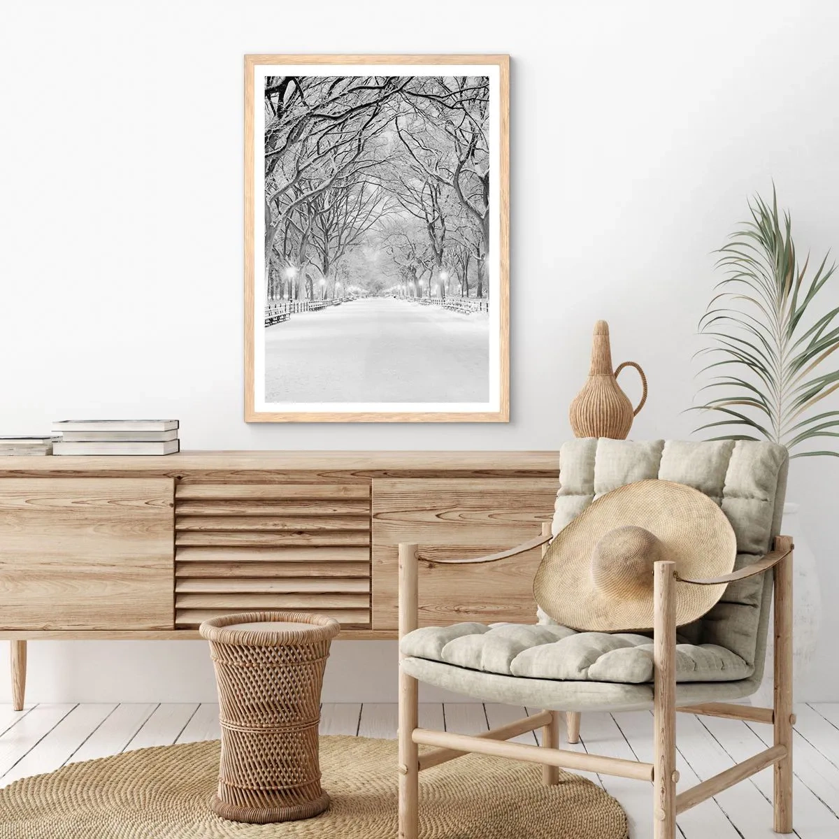 Affisch i ram av ljusek - De fyra årstiderna - vinter - 70x100 cm