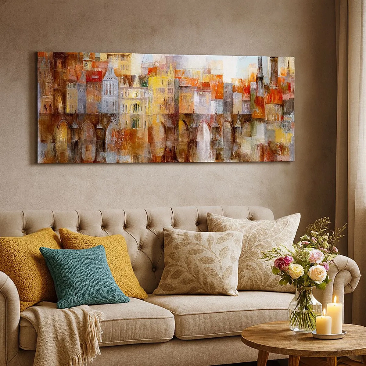 Canvastavla - Bild på duk - Vackert under bron - 100x40 cm