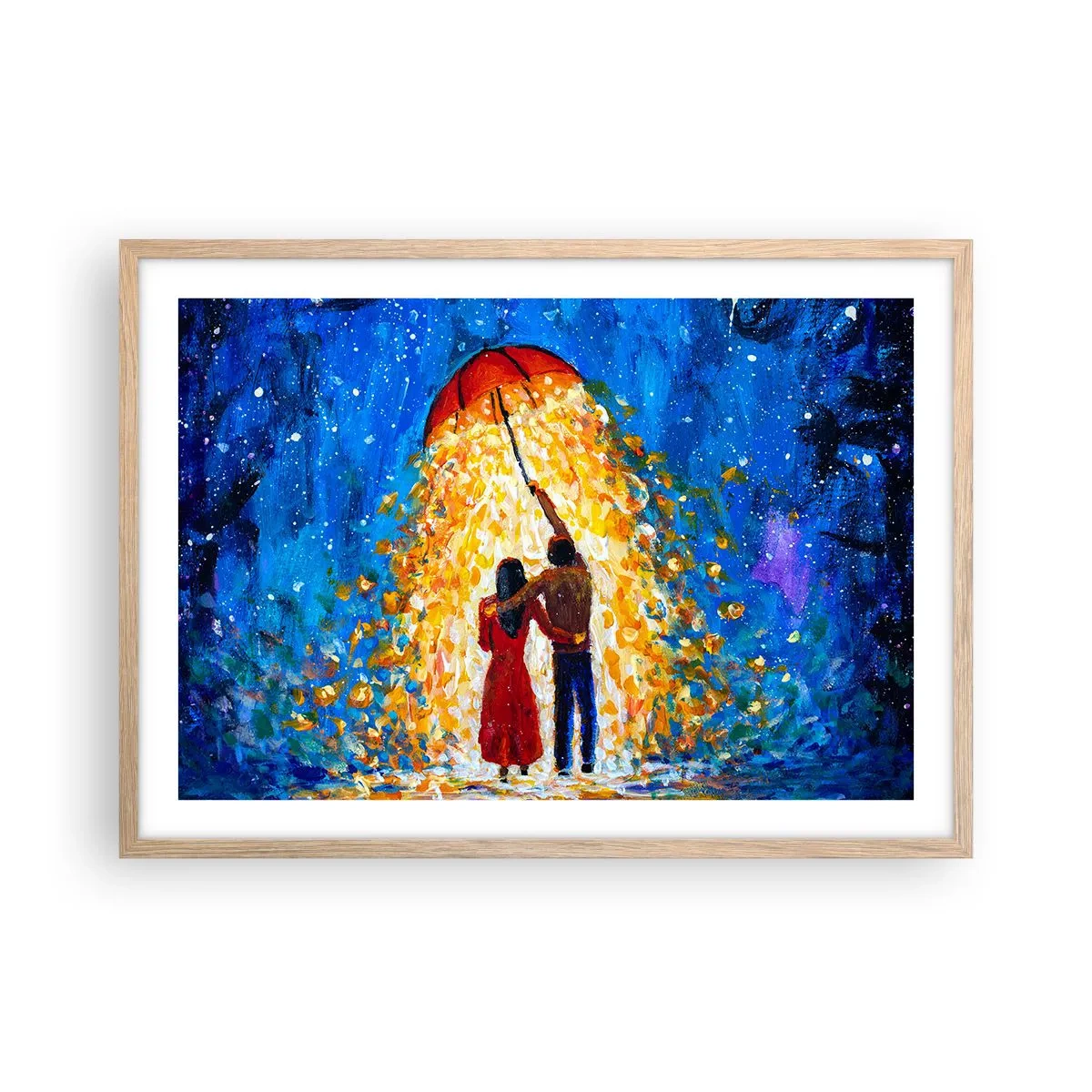 Affisch i ram av ljusek - Magi på en regnig kväll? - 70x50 cm