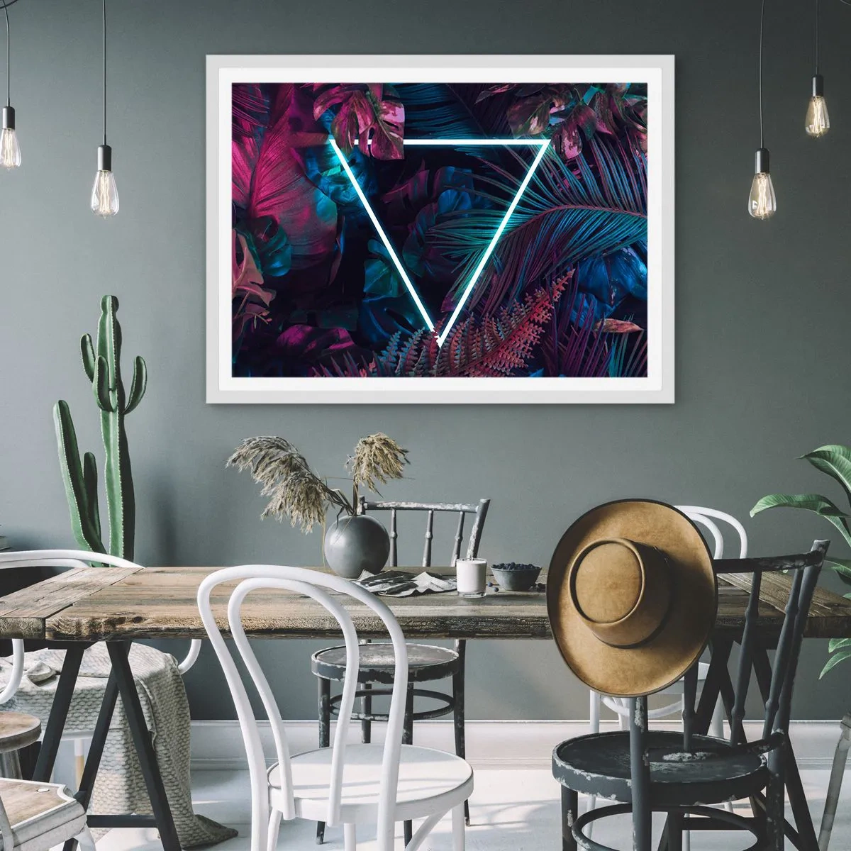 Affisch i vit ram - Trädgård i retrostil - 70x50 cm