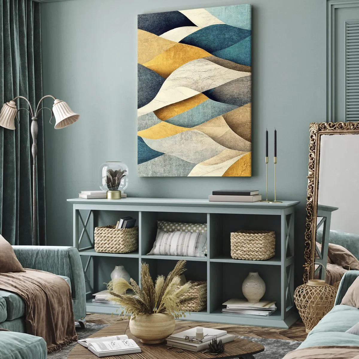 Canvastavla - Bild på duk - Rytm och vågrörelse - 55x100 cm