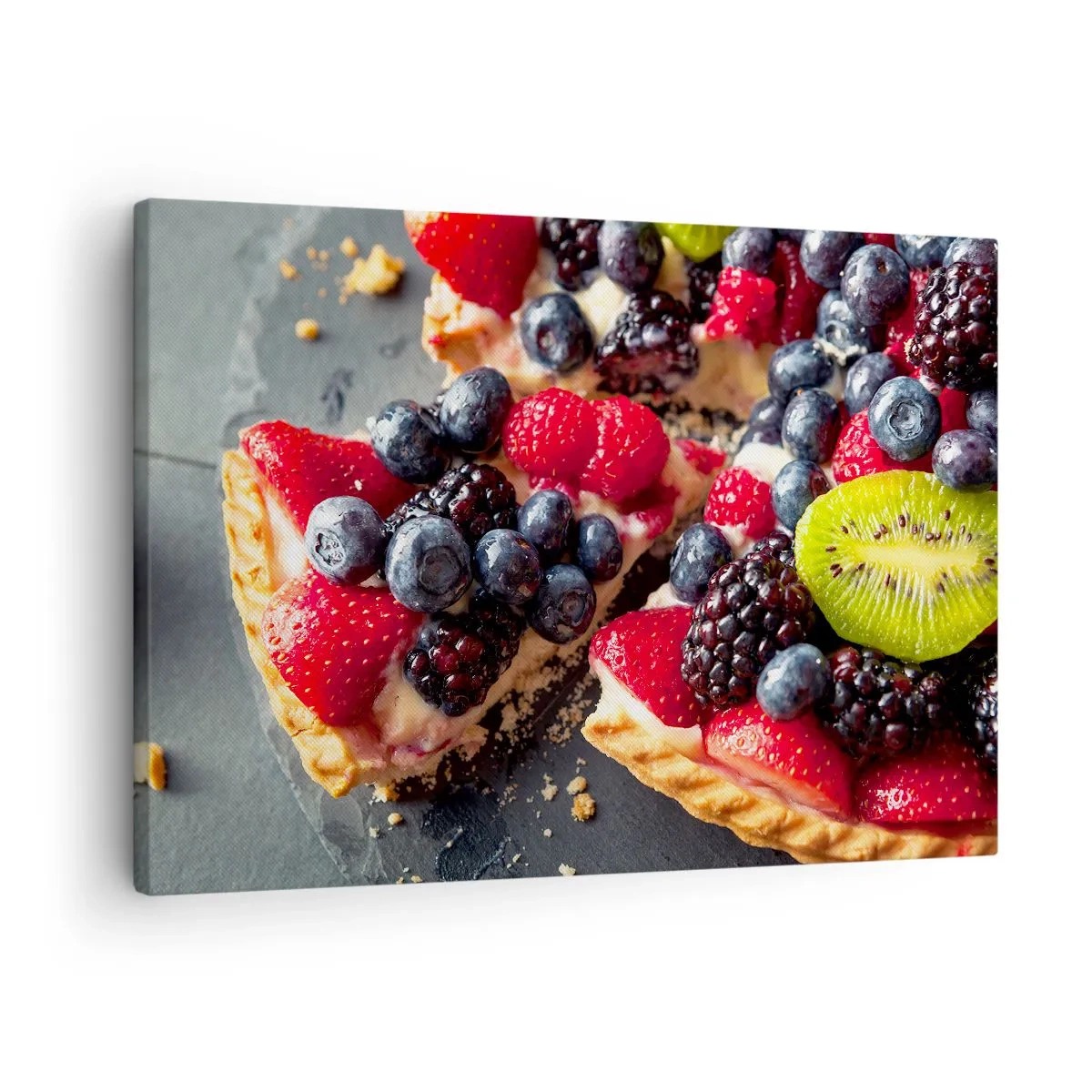 Canvastavla - Bild på duk - Färgglad tårta med frukt och grädde - 70x50cm - Dolce vita! - Modern väggdekoration för vardagsrum och sovrum ARTTOR