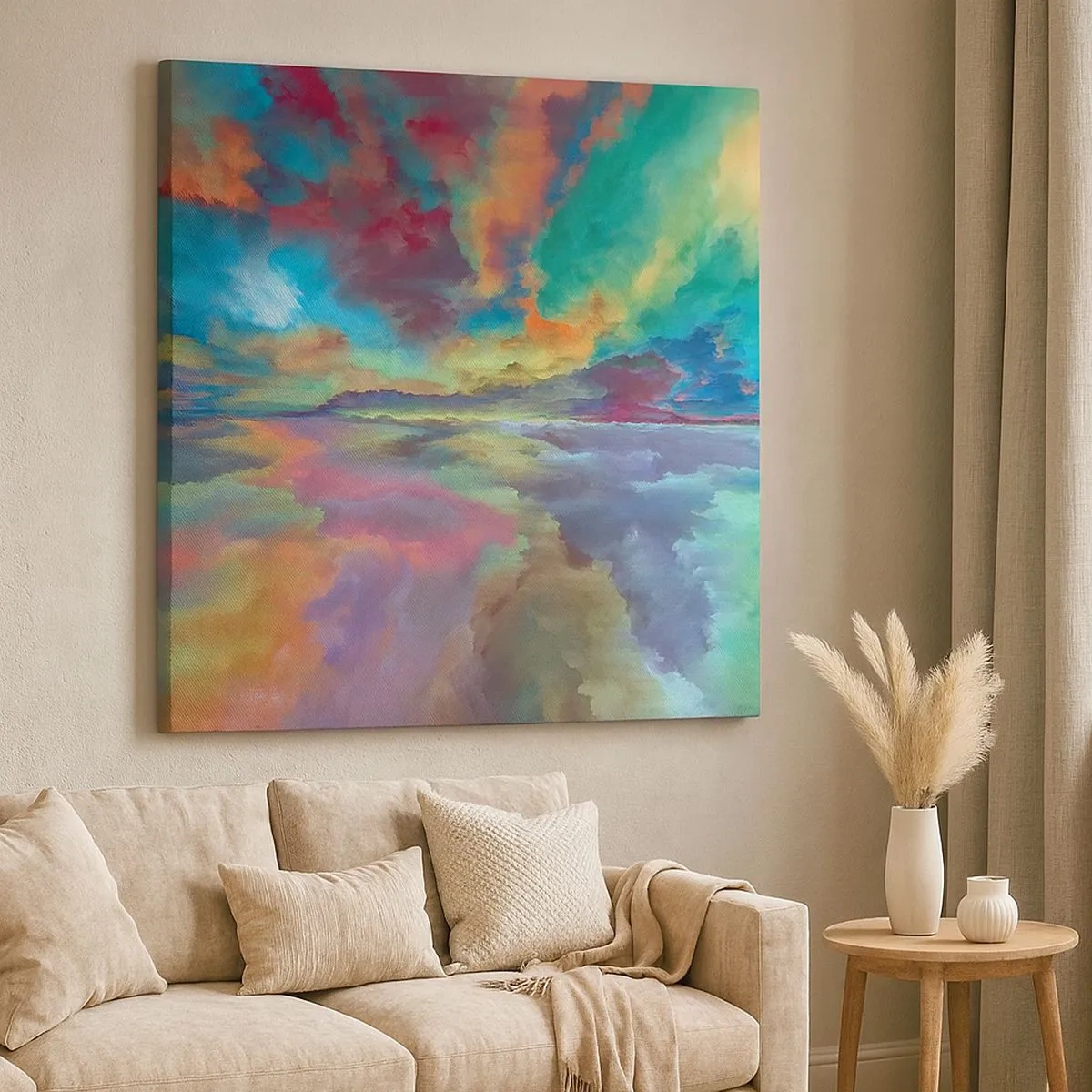 Canvastavla - Bild på duk - Två himlar - 30x30 cm