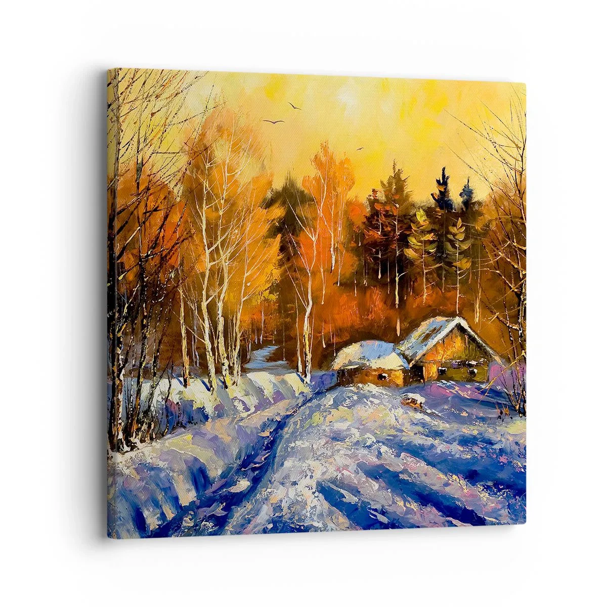 Canvastavla - Bild på duk - Vinterimpression i solen - 30x30 cm