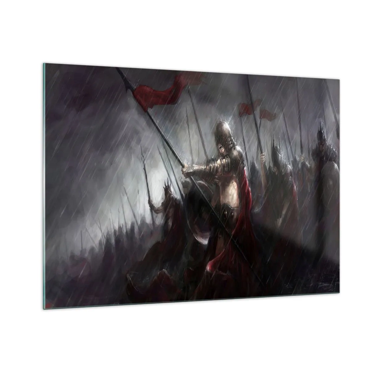 Glastavla - Bild på glas - Förbipasseraren, hälsa Sparta... - 100x70 cm