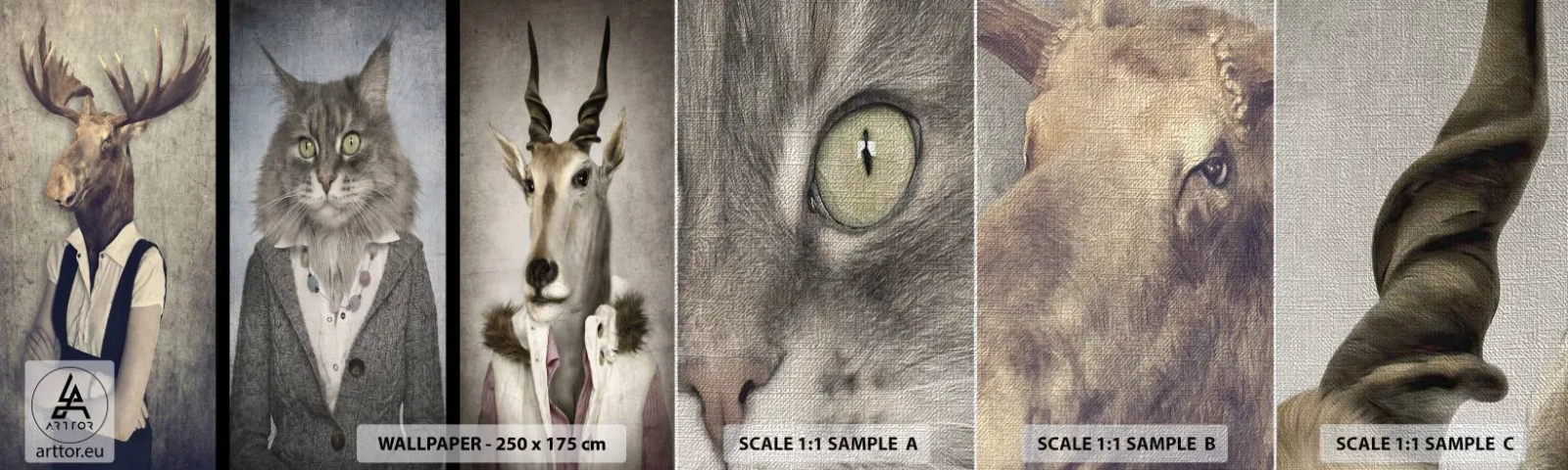 Provbit av fototapet Premium Canvas - Päls är på modet igen - Abstraktion, Fantasi, Älg - 100x30 cm