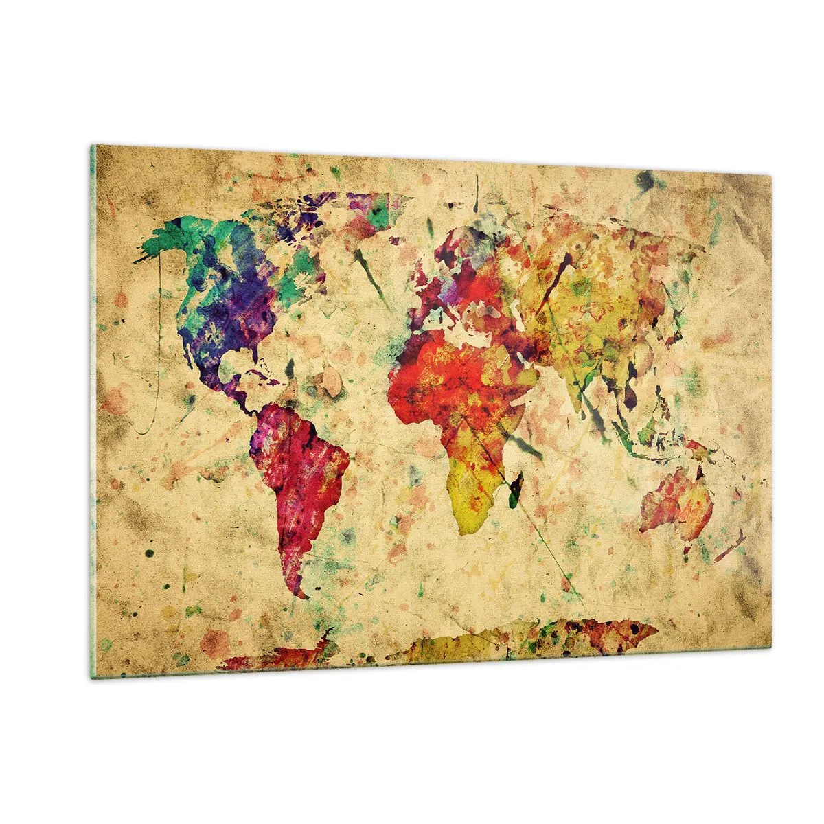 Glastavla - Bild på glas - Livet som färgglatt kartpapper - 120x80 cm