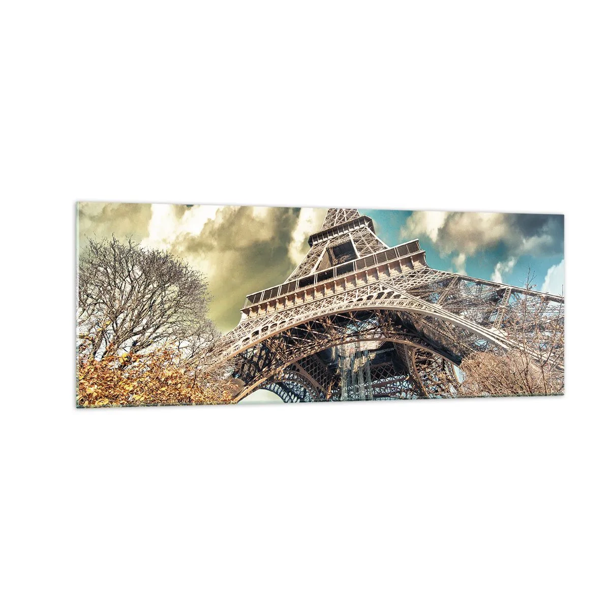 Glastavla - Bild på glas - Och på hösten i Paris... - 140x50 cm