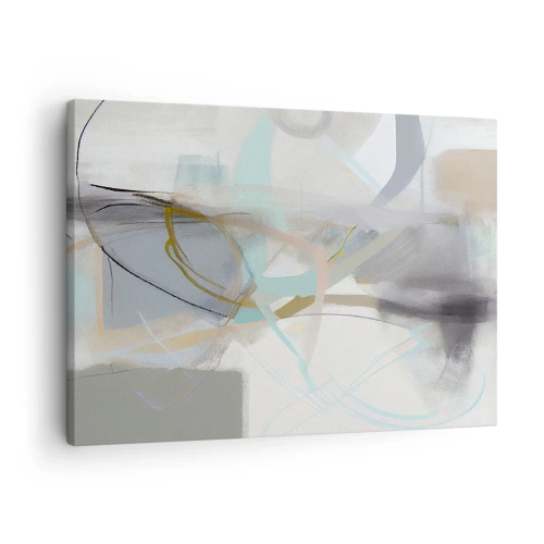 Canvastavla - Bild på duk - Pastell abstraktion med fina linjer - 70x50cm - Dimmig abstraktion - Modern väggdekoration för vardagsrum och sovrum ARTTOR
