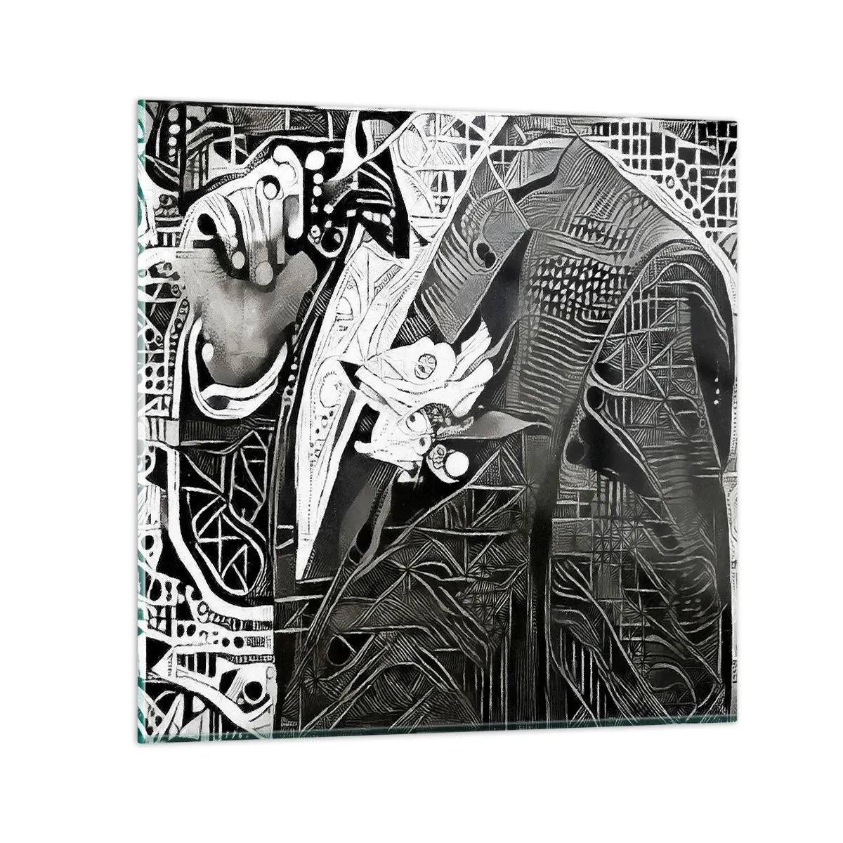 Glastavla - Bild på glas - Gråmänniska? - 70x70 cm
