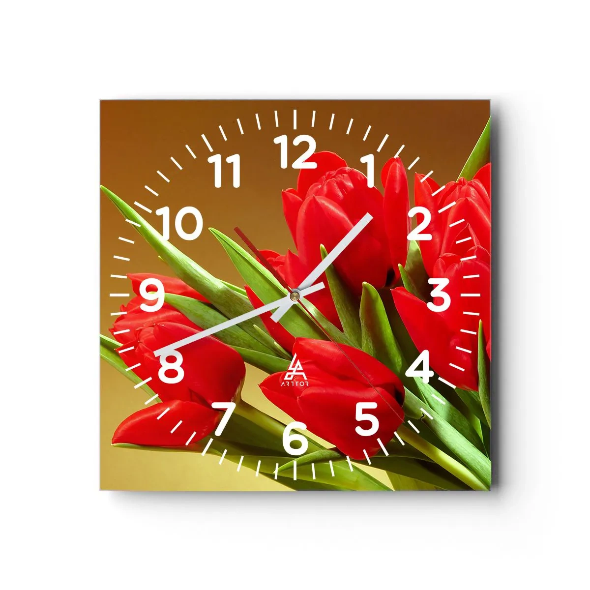 Väggklocka - Klocka på glas - Vårglädje - 40x40 cm