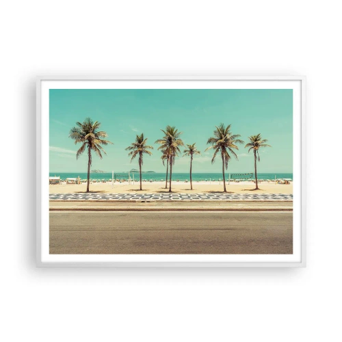 Affisch i vit ram - På stranden - 100x70 cm