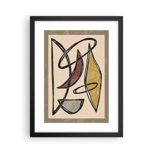 Affisch i svart ram - Komposition - bågar och ovaler - 30x40 cm