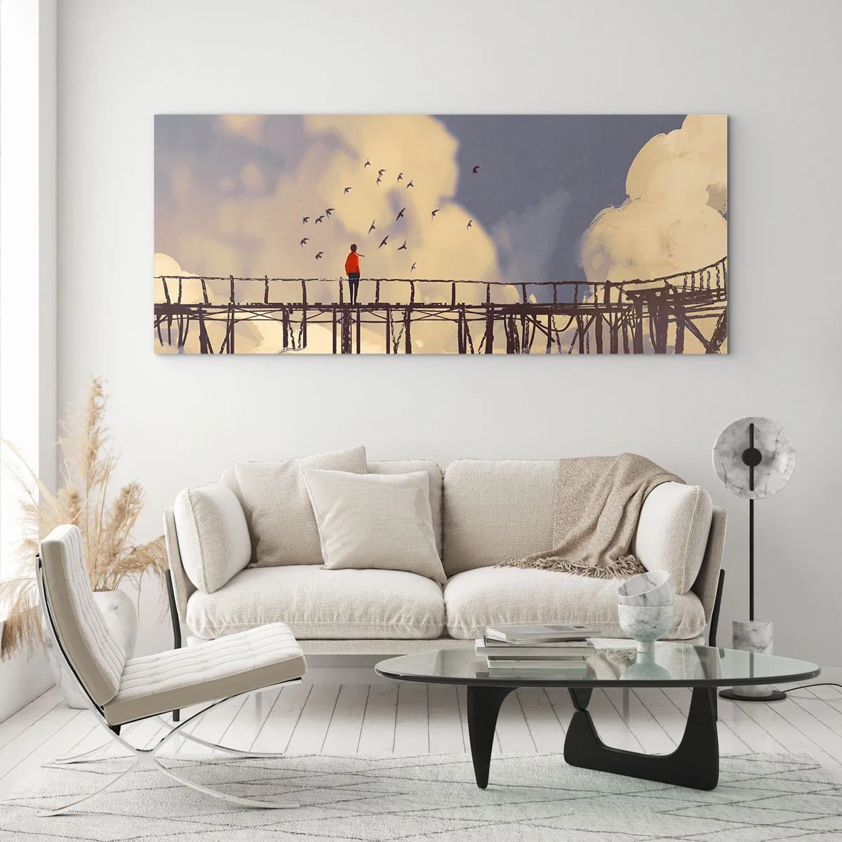 Glastavla - Bild på glas - Blå saknad - 120x50 cm