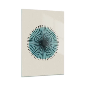 Glastavla - Bild på glas - Radier mot blått - 50x70 cm