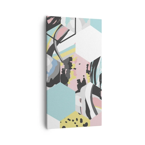 Canvastavla - Bild på duk - Sexkanter och kuber i sex färger - 55x100 cm
