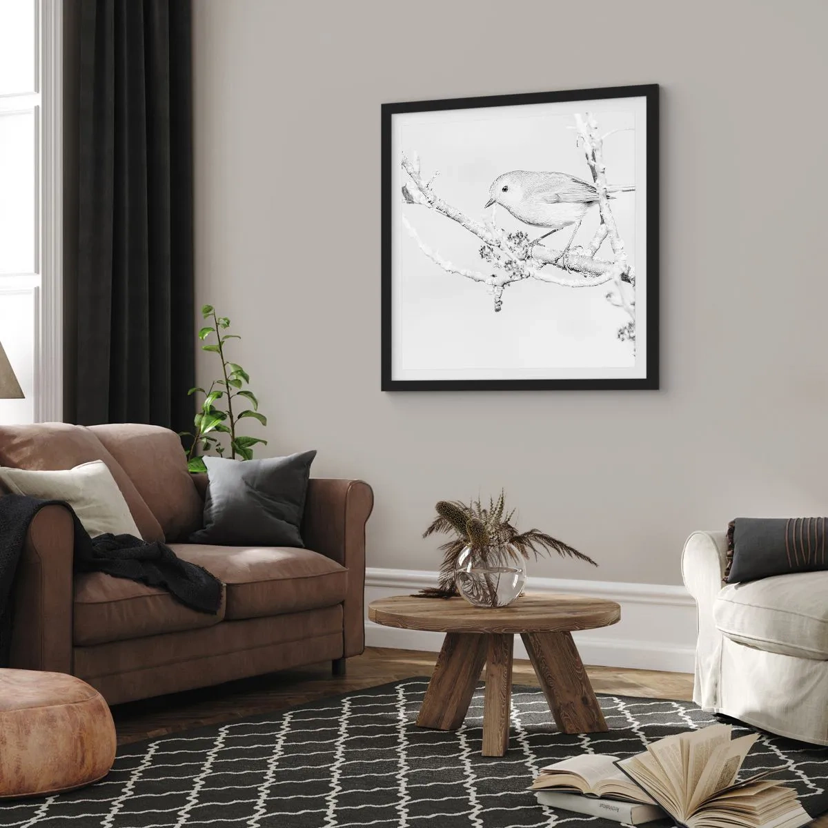Affisch i svart ram - Vintermorgon - 50x50 cm