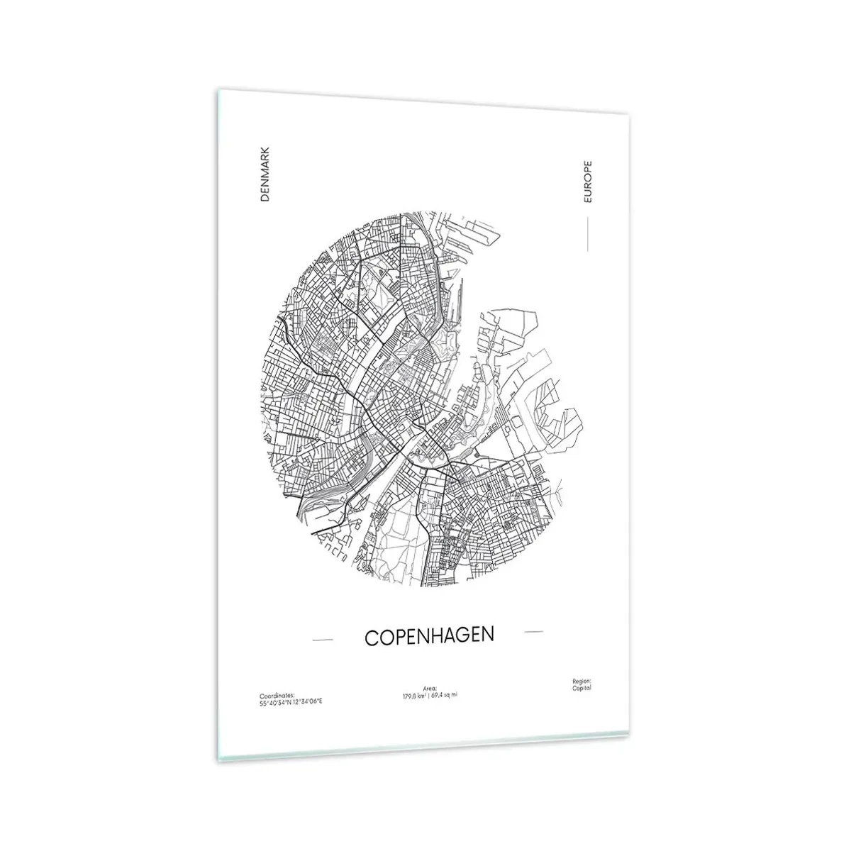 Glastavla - Bild på glas - Köpenhamns anatomi - 80x120 cm