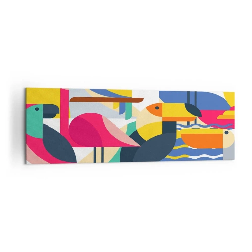 Canvastavla - Bild på duk - Fågelparty - 160x50 cm