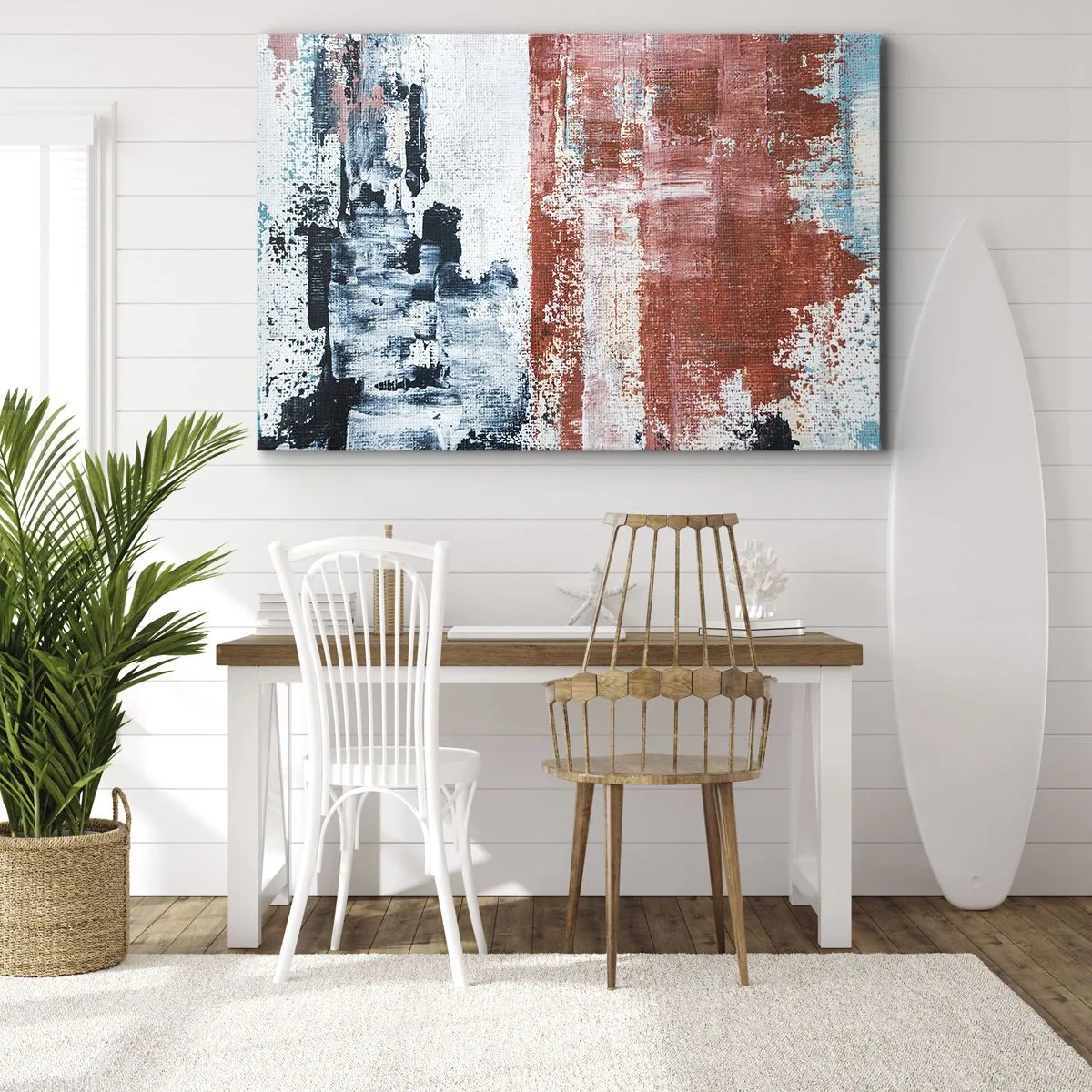 Canvastavla - Bild på duk - Abstrakt halvt om halvt - 120x80 cm