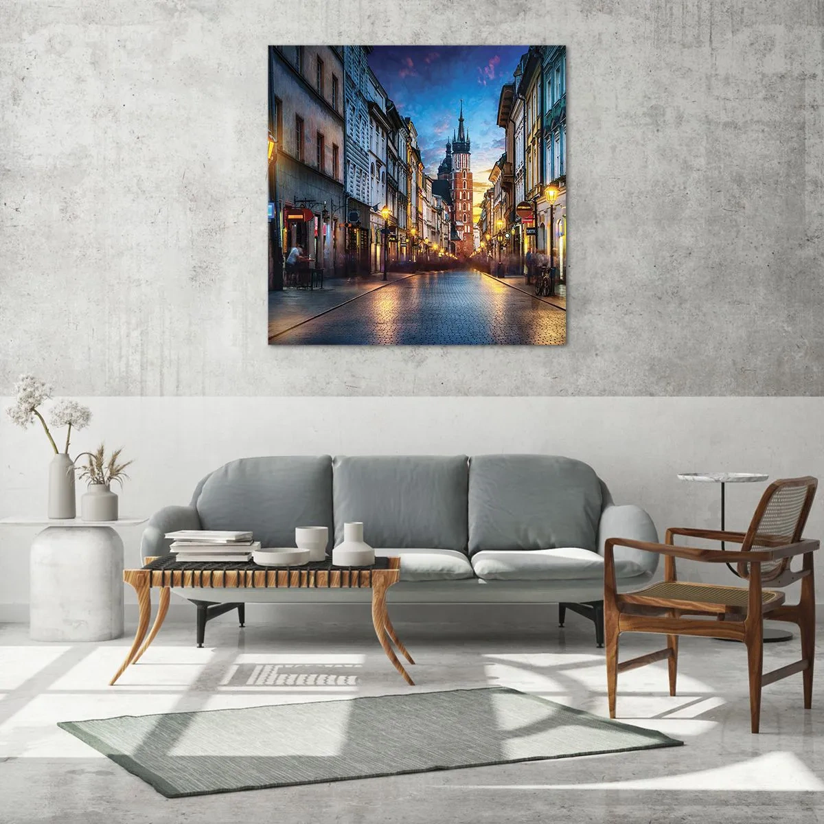 Glastavla - Bild på glas - Krakows charm - 50x50 cm