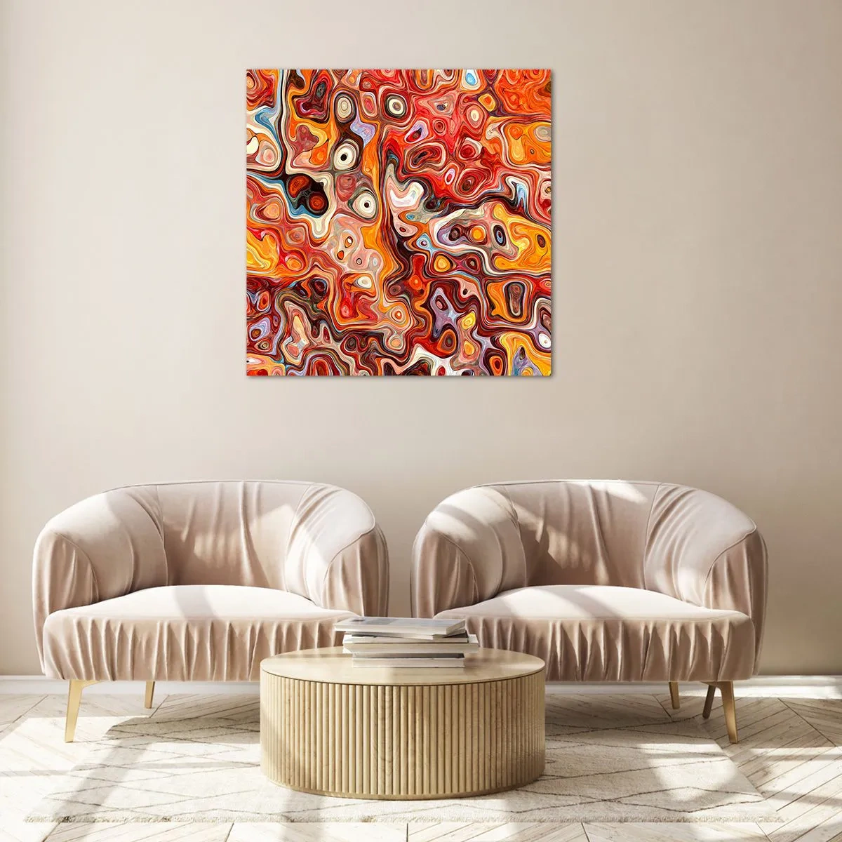 Glastavla - Bild på glas - Om nötterna löstes upp i honung - 70x70 cm