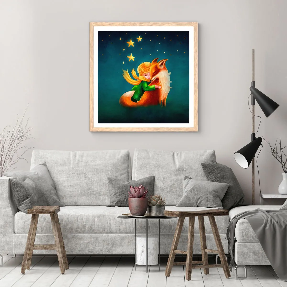 Affisch i ram av ljusek - Lilla prinsen - 60x60 cm