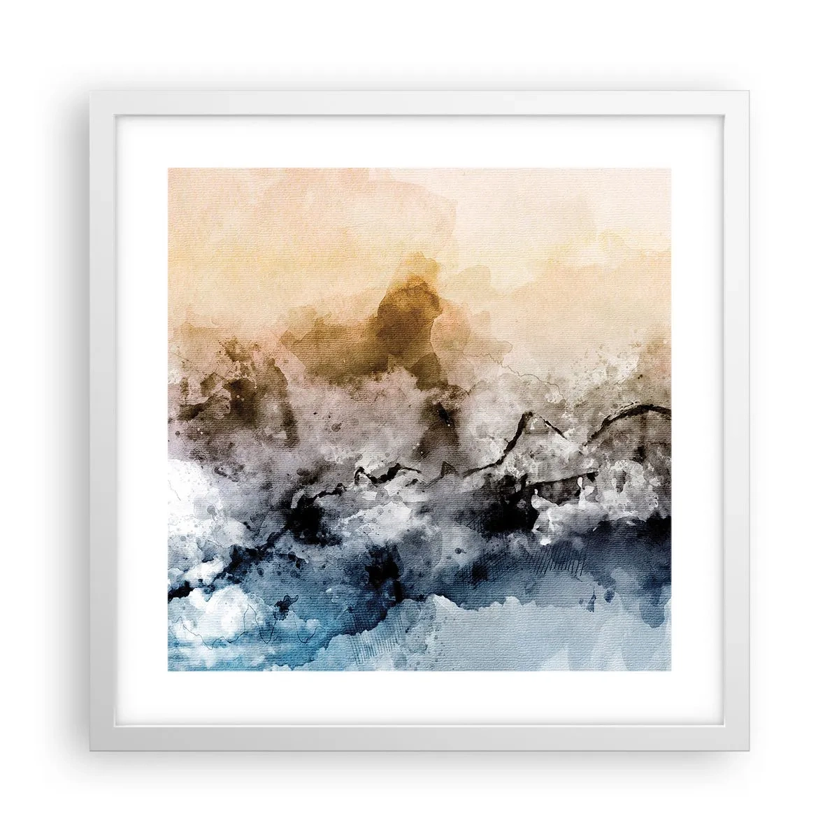 Affisch i vit ram - Dränkta i dimman - 40x40 cm