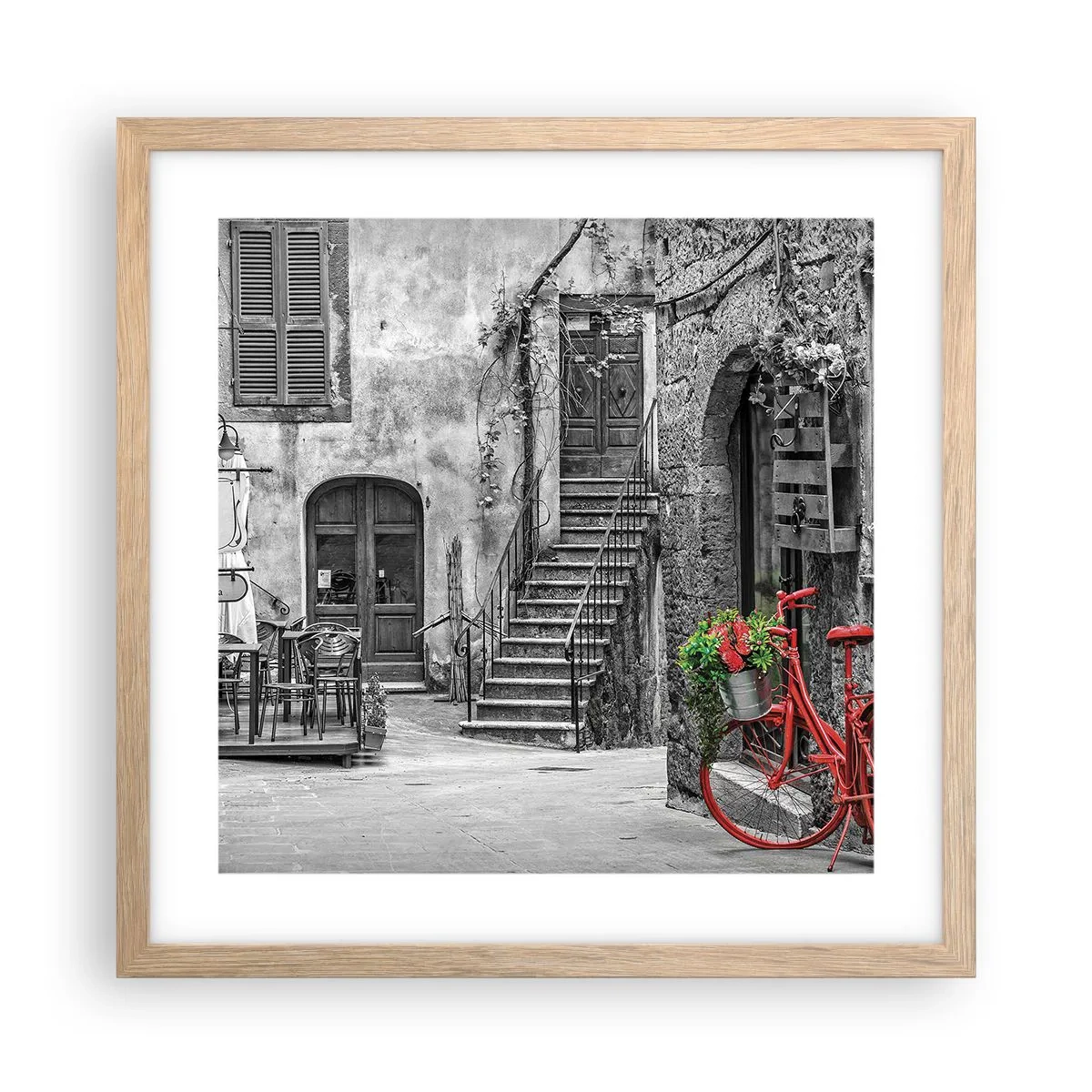 Affisch i ram av ljusek - Toskansk hörna - 40x40 cm