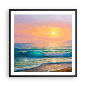 Affisch i svart ram - Vågvisa i turkos - 60x60 cm