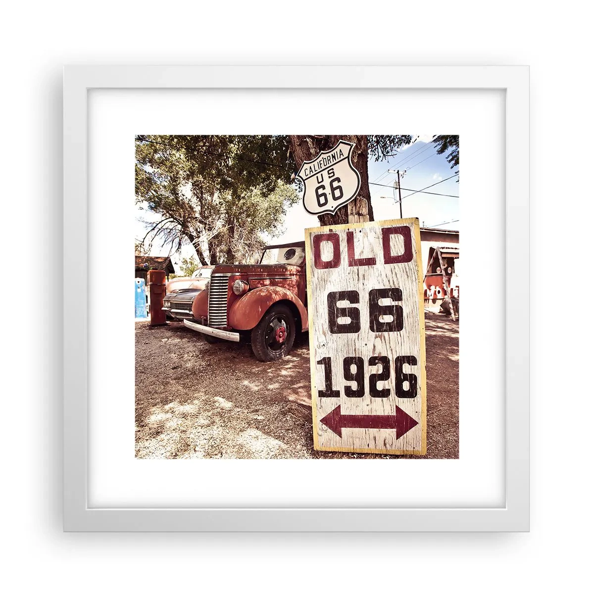 Affisch i vit ram - Amerikanska provinsens legend - 30x30 cm