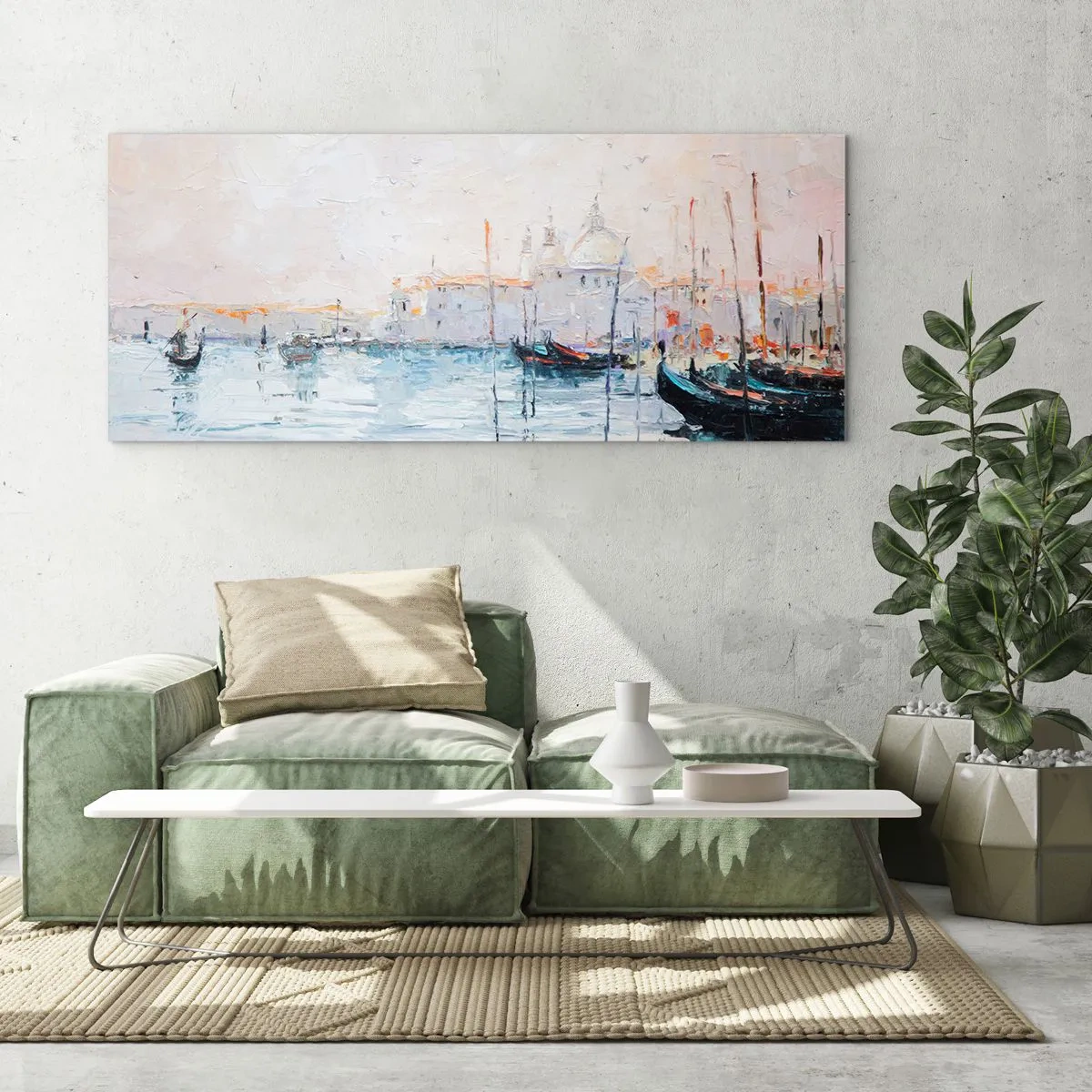 Glastavla - Bild på glas - Bortom vatten, bortom dimma - 100x40 cm