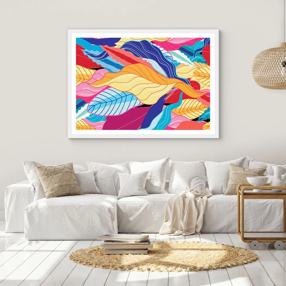 Affisch i vit ram - Färgglad röra - 100x70 cm