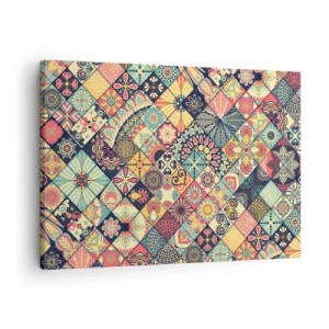 Canvastavla - Bild på duk - Färgglada geometriska mönster inspirerade av marockansk stil - 70x50cm - Marockansk stämning - Modern väggdekoration för vardagsrum och sovrum ARTTOR