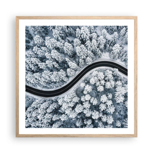Affisch i ram av ljusek - Genom vinterskogen - 60x60 cm