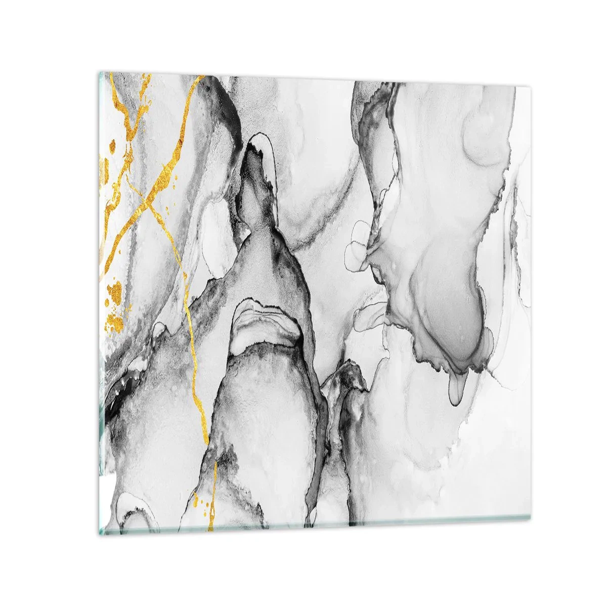 Glastavla - Bild på glas - Komposition med guldmotiv - 70x70 cm