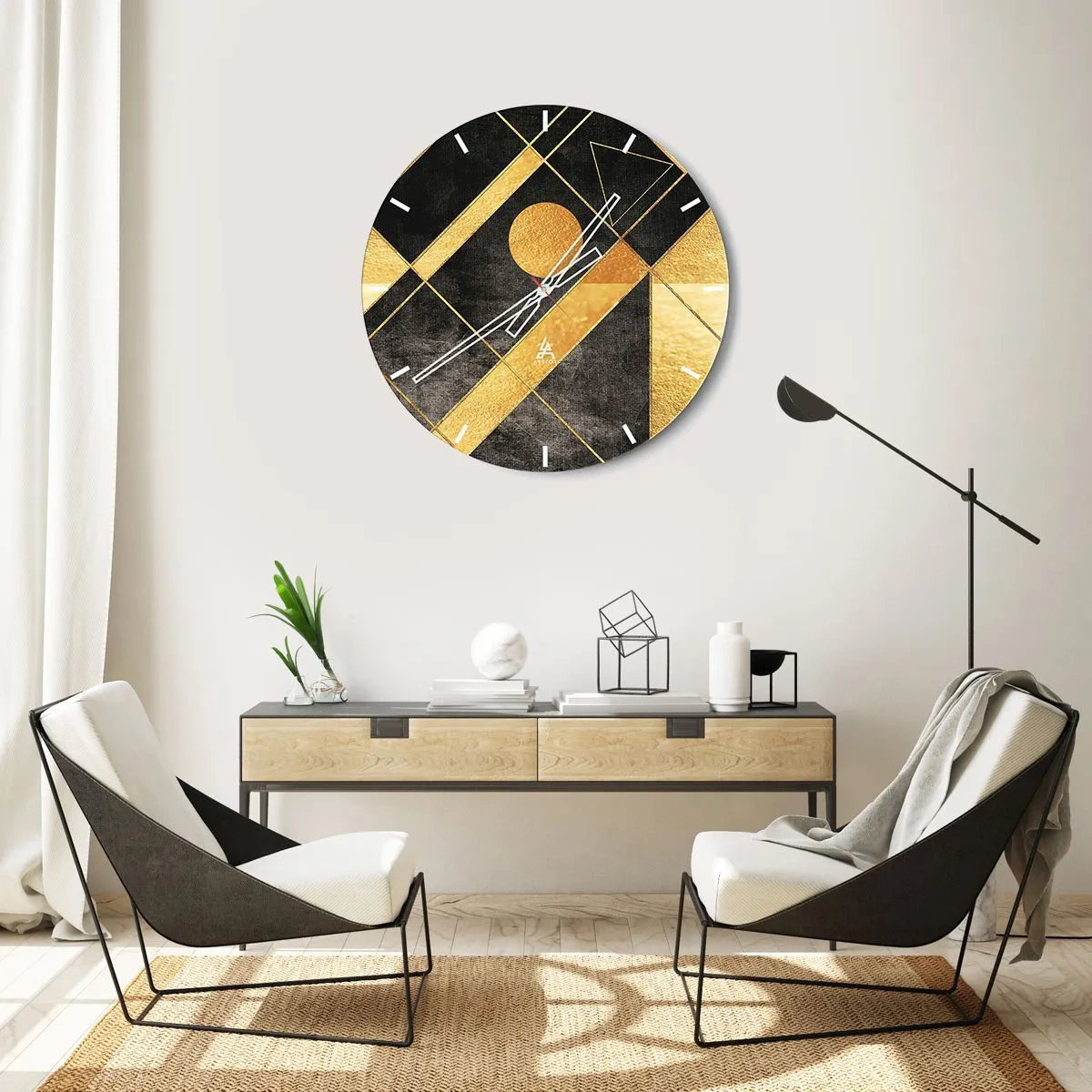 Väggklocka - Klocka på glas - Öknens sol - 40x40 cm