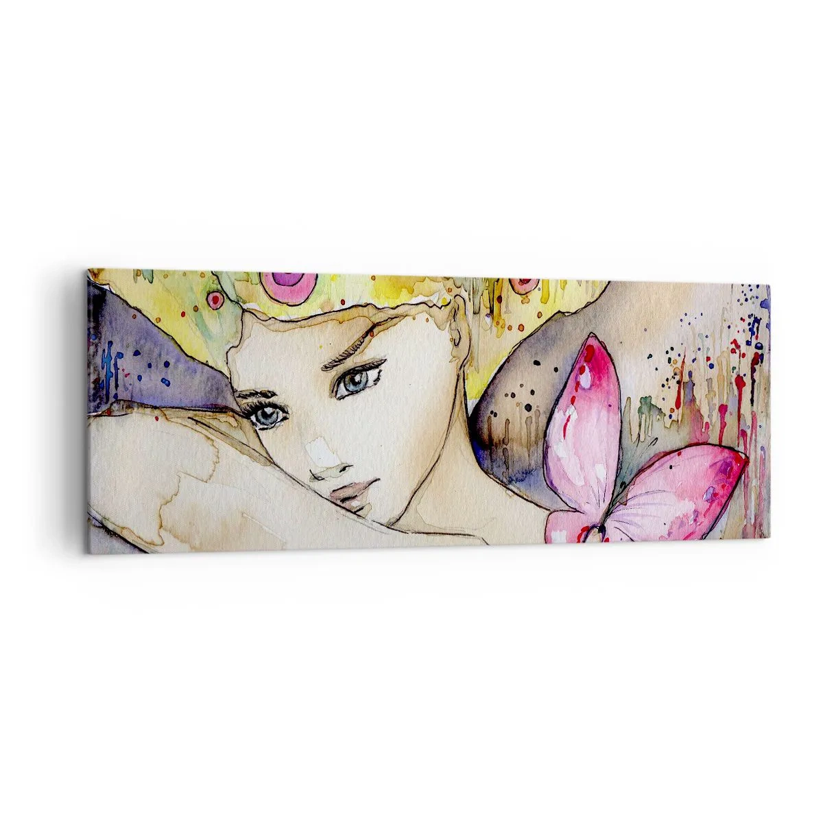 Canvastavla - Bild på duk - fjärilprincessa - 140x50 cm