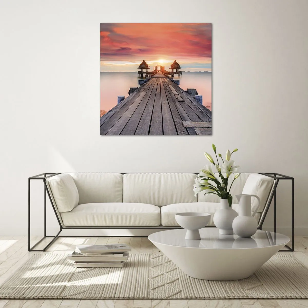 Glastavla - Bild på glas - Skymning i öst - 60x60 cm