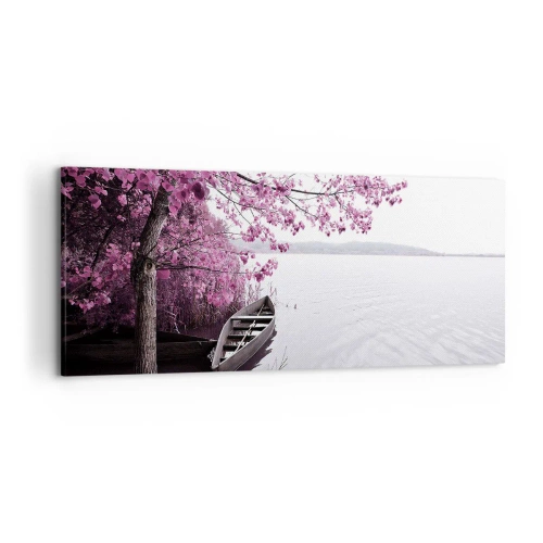 Canvastavla - Bild på duk - I rosa tystnad - 120x50 cm