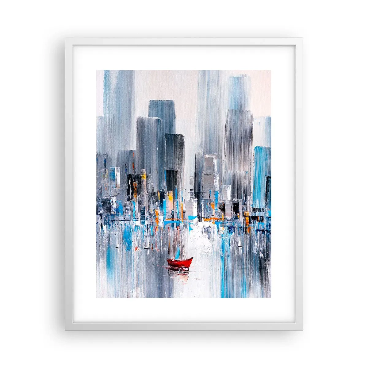 Affisch i vit ram - Metropolis vid bukten - 40x50 cm