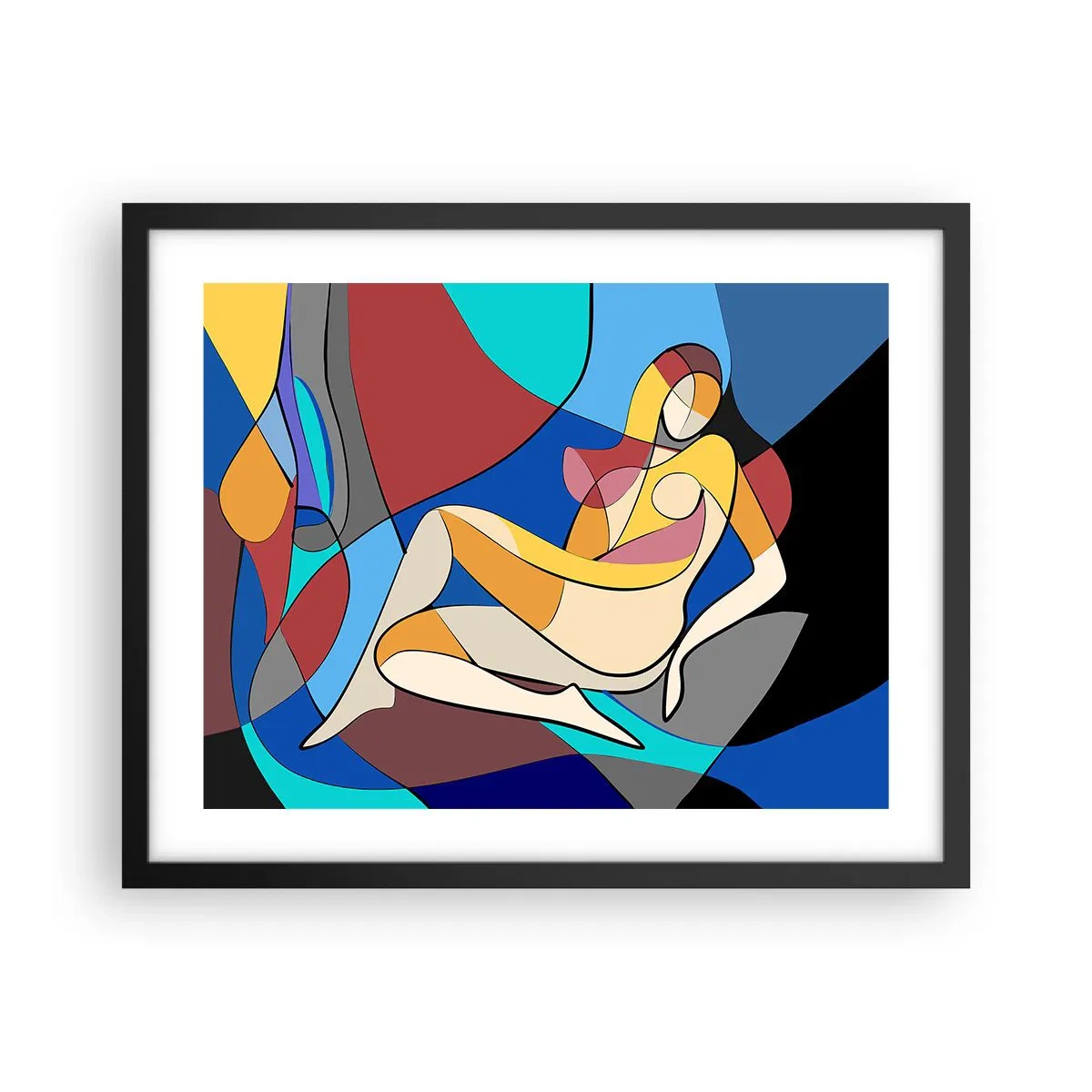 Affisch i svart ram - Kubistisk nakenbild - 50x40 cm
