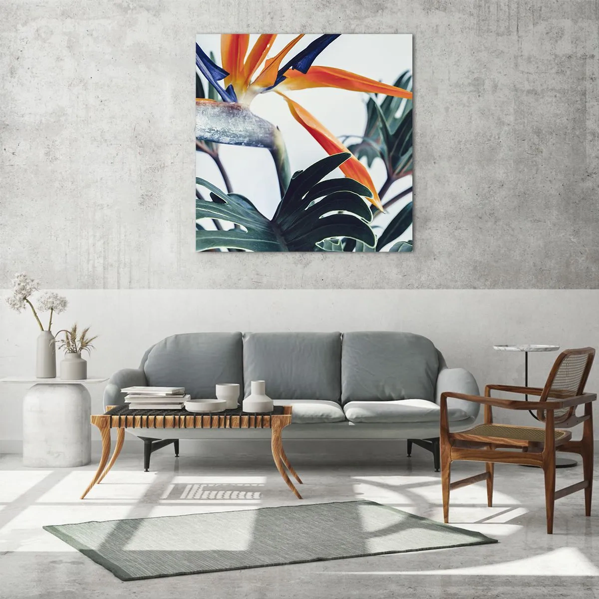 Glastavla - Bild på glas - Fågelbuske - 70x70 cm