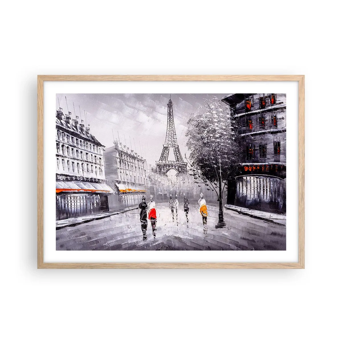 Affisch i ram av ljusek - Promenad i Paris - 70x50 cm