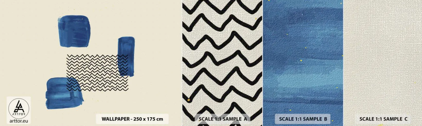 Provbit av fototapet Premium Canvas - Abstrakt kvartett - Abstraktion, Bit, Modern konst. - 100x30 cm