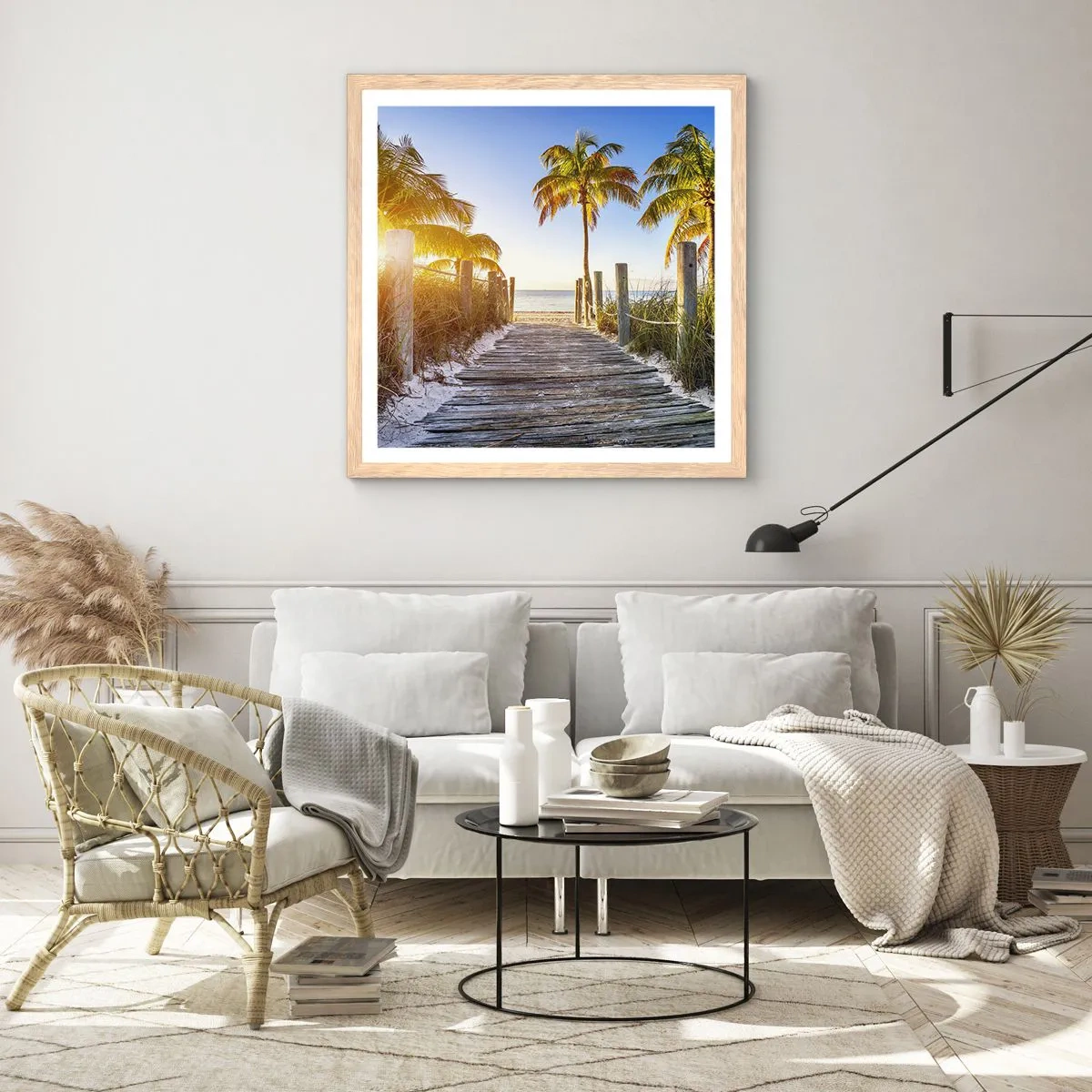 Affisch i ram av ljusek - Raka vägen till paradiset - 50x50 cm