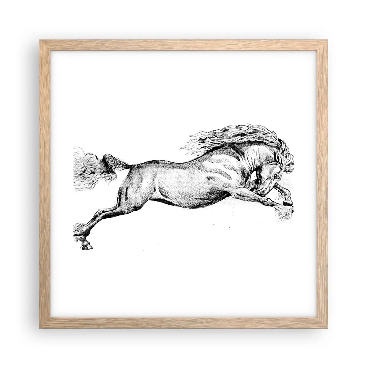 Affisch i ram av ljusek - Fångad i galopplopp - 40x40 cm